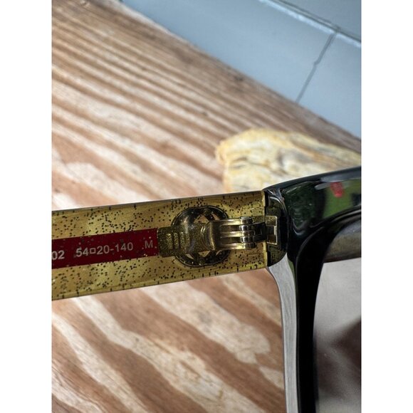 Gucci GG0034SN Womens Sunglasses Black Frame Gold Red Accent Gradient Lenses - Picture 7 of 10